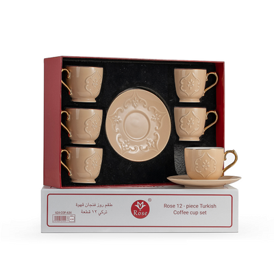 Rose Thermos 12 Pcs Coffee Set RS-624 Model (6 Cups + 6 Saucers)