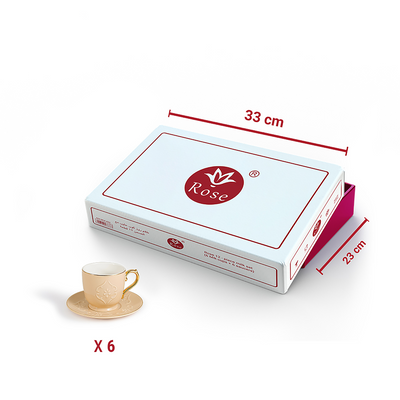 Rose Thermos 12 Pcs Milk Set RS-624 Model (6 Cups + 6 Saucers)