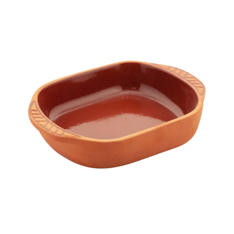 Che Brucia Inner Glazed Clay Square Oven Tray 22 x 18 x 5 cm -Lazanya