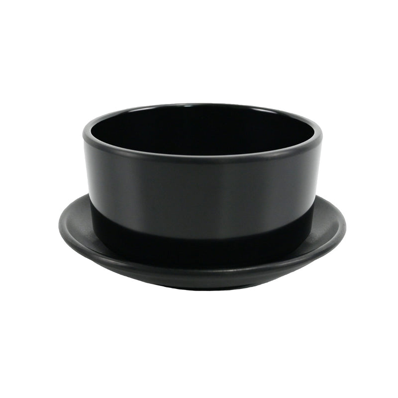 Vague Black Melamine Bowl with Saucer Set 11.5 cm