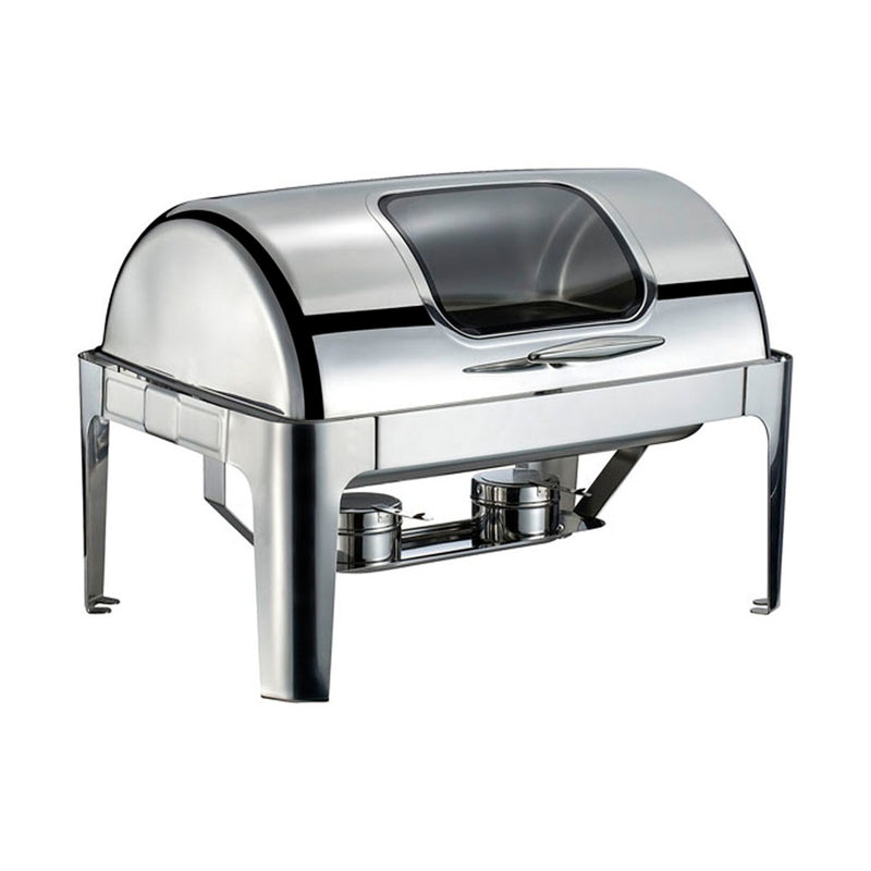 Vague Stainless Steel Rectangular Chafing Dish 9 Liter with Glass Window and Fuel Holder