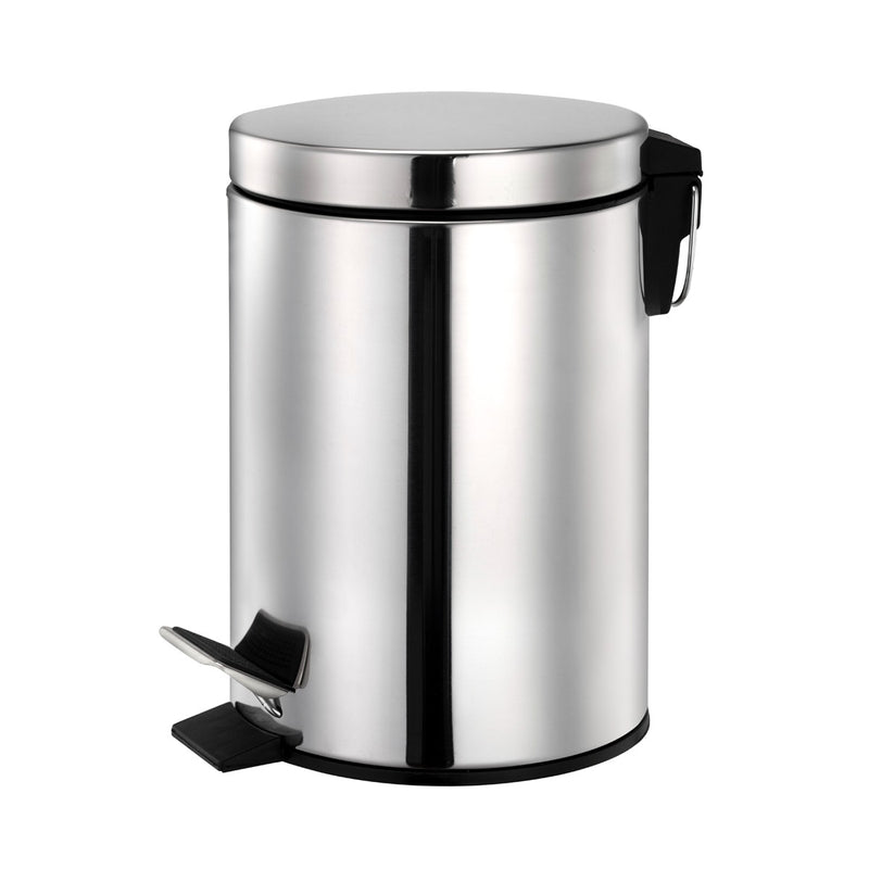 Vague 20 Liter Stainless Steel Pedal Bin Mirror Finish Dia 29.2 x 44 cm