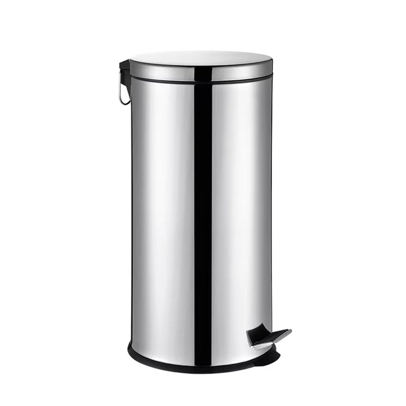 Vague 30 Liter Stainless Steel Pedal Bin Mirror Finish Dia 29.2 x 62.5 cm