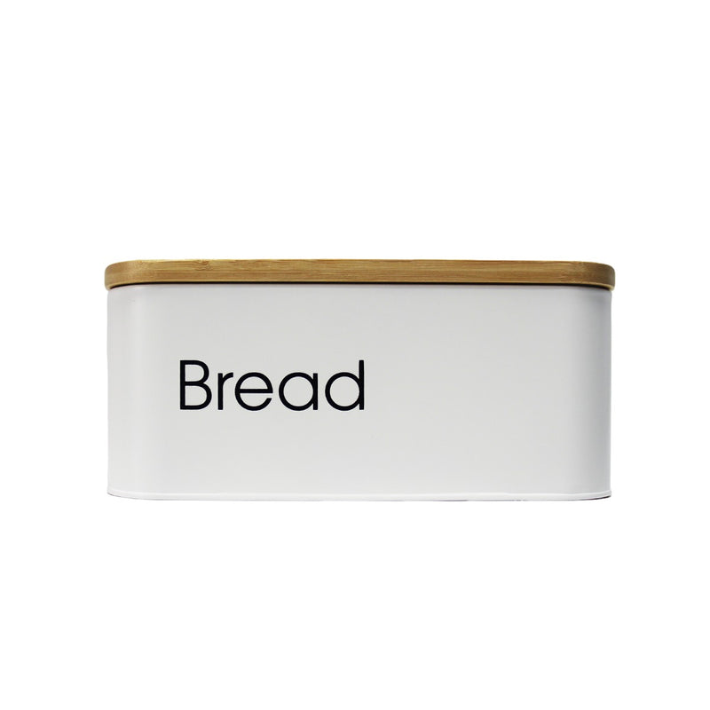 Vague White Rectangular Bread Box with Bamboo Lid 30 x 13 cm