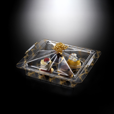 Vague Square Acrylic Desserts Serving Set Flower Design