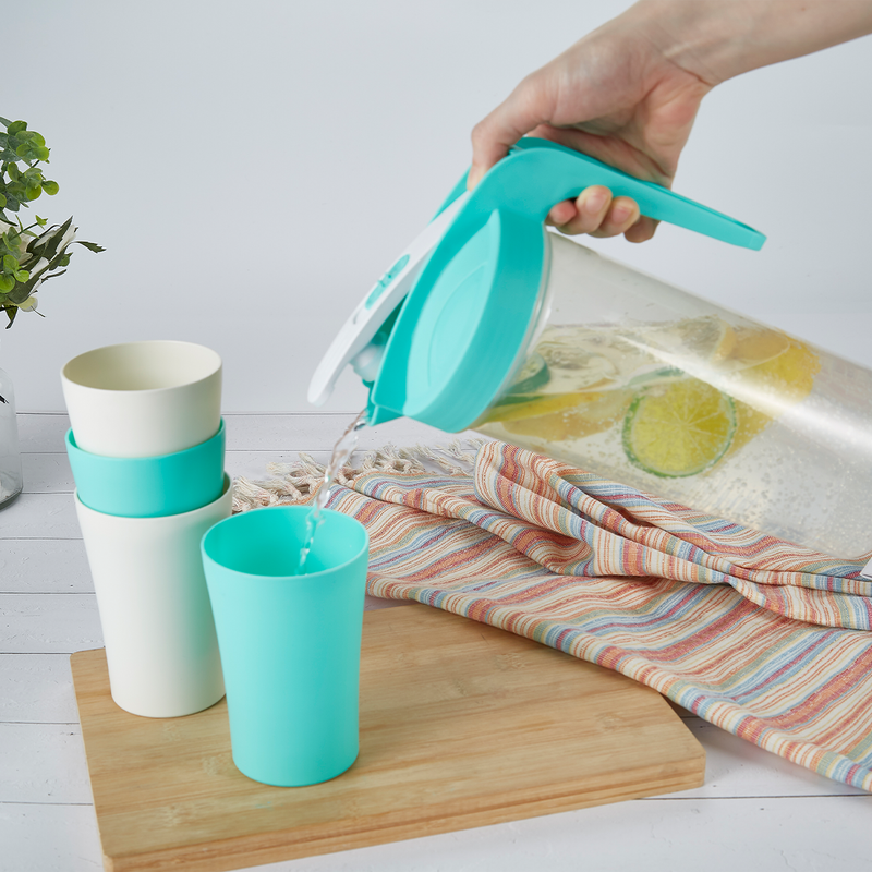 Vague Water Pitcher with 4 Cups Set 1.6 L