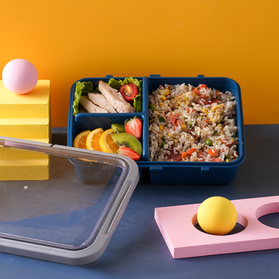 صندوق طعام بيضاوي بثلاث أقسام من ڤاج