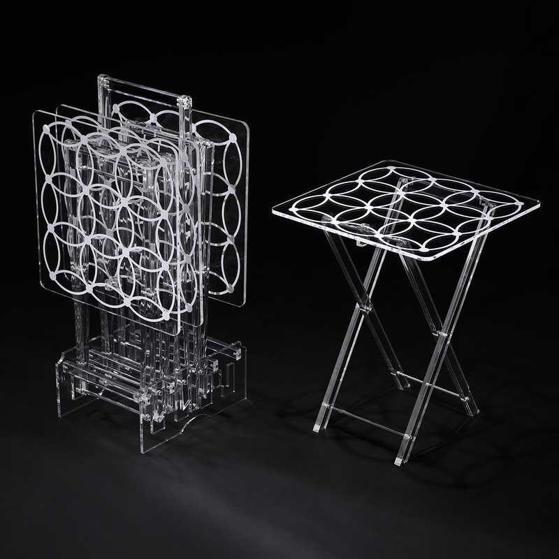 Vague Acrylic 4 Square Coffee Tables with Stand Set Circles Printing