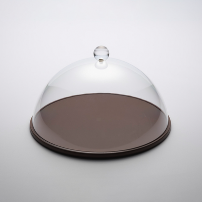 Vague Round Wooden Serving Platter with Acrylic Cover Set 31 cm