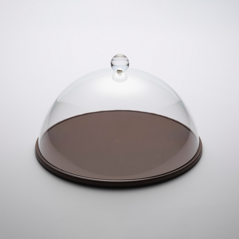 Vague Round Wooden Serving Platter with Acrylic Cover Set 31 cm