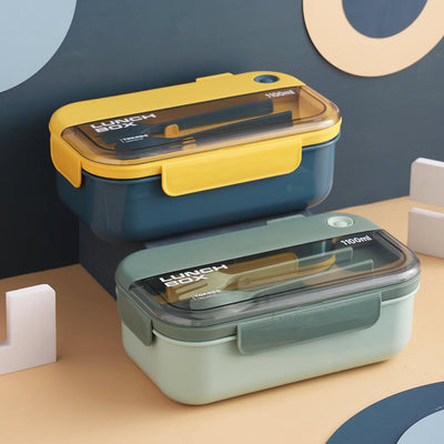 Vague Silicone Divided Lunch Box with Fork and Spoon 1.1 Liter