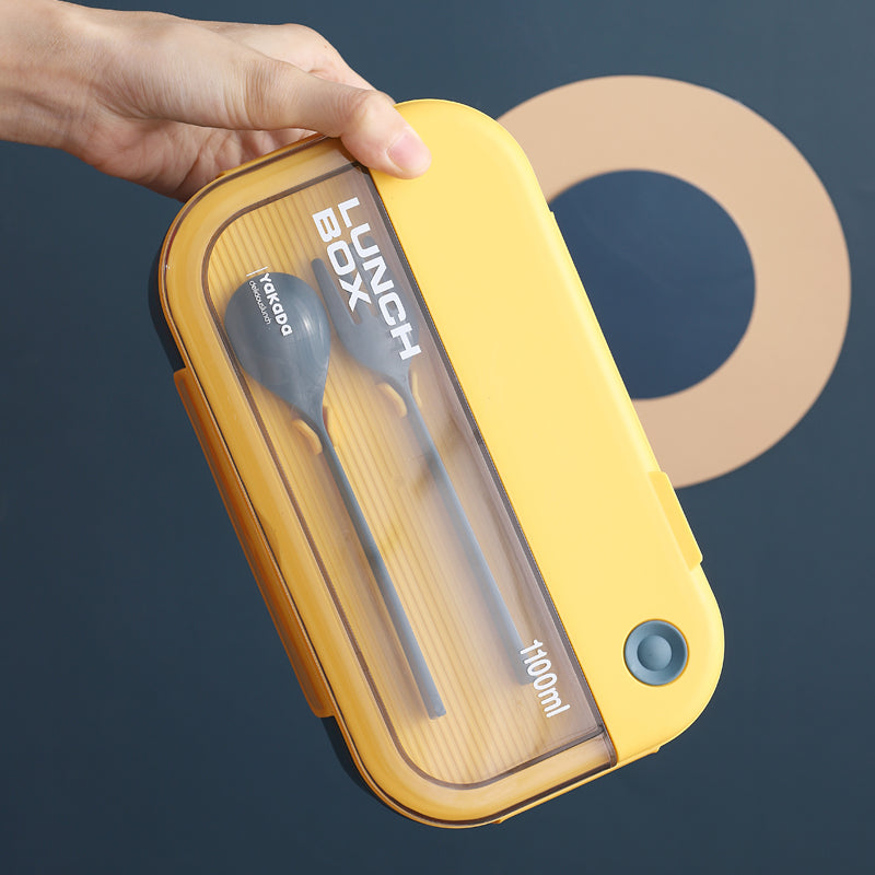 Vague Silicone Divided Lunch Box with Fork and Spoon 1.1 Liter