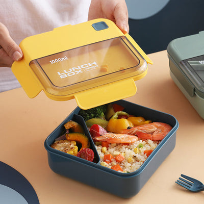 صندوق غداء بلاستيكي مقسم سعة 1.1 لتر مع شوكة وملعقة من ڤاج