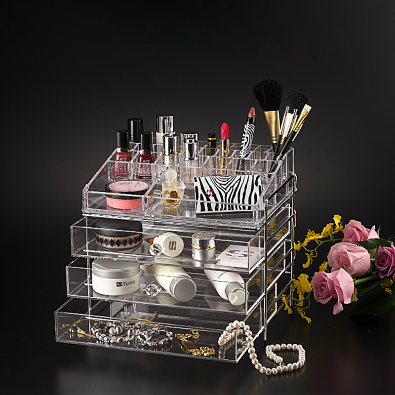 Vague Large Acrylic Cosmetic Jewelery Box 3 Drawer