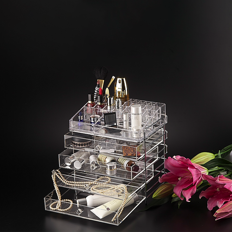 Vague Large Acrylic Cosmetic Jewelery Box 4 Drawer