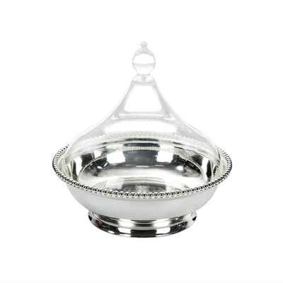 Vague Steel Dates Bowl with Acrylic Cover Set