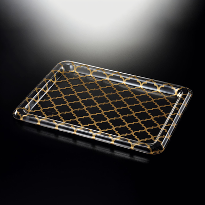 Vague Acrylic Traditional Tray Golden Pattern
