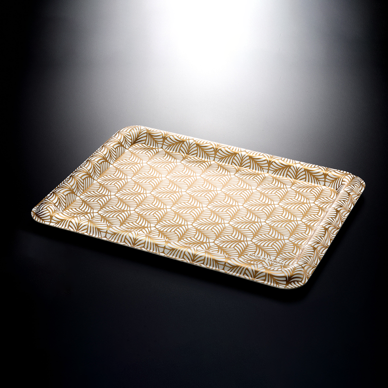 Vague Acrylic Traditional Tray Golden Lines Design