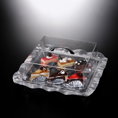 Vague Acrylic Square Cake Box with Wavy Egdes Bark Design