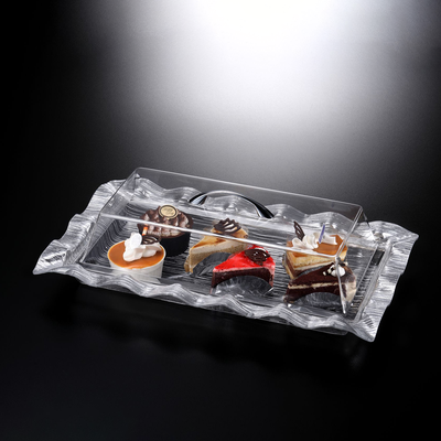 Vague Rectangular Acrylic Cake Box with Wavy Edges Bark Design