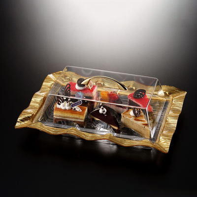 Vague Rectangular Acrylic Cake Box with Wavy Edges Bark Design