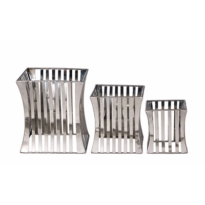 Vague 3 Piece Stainless Steel Square Riser & Stand Set
