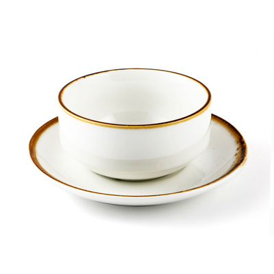Porceletta Mocha Porcelain Soup Cup & Saucer 220 ml