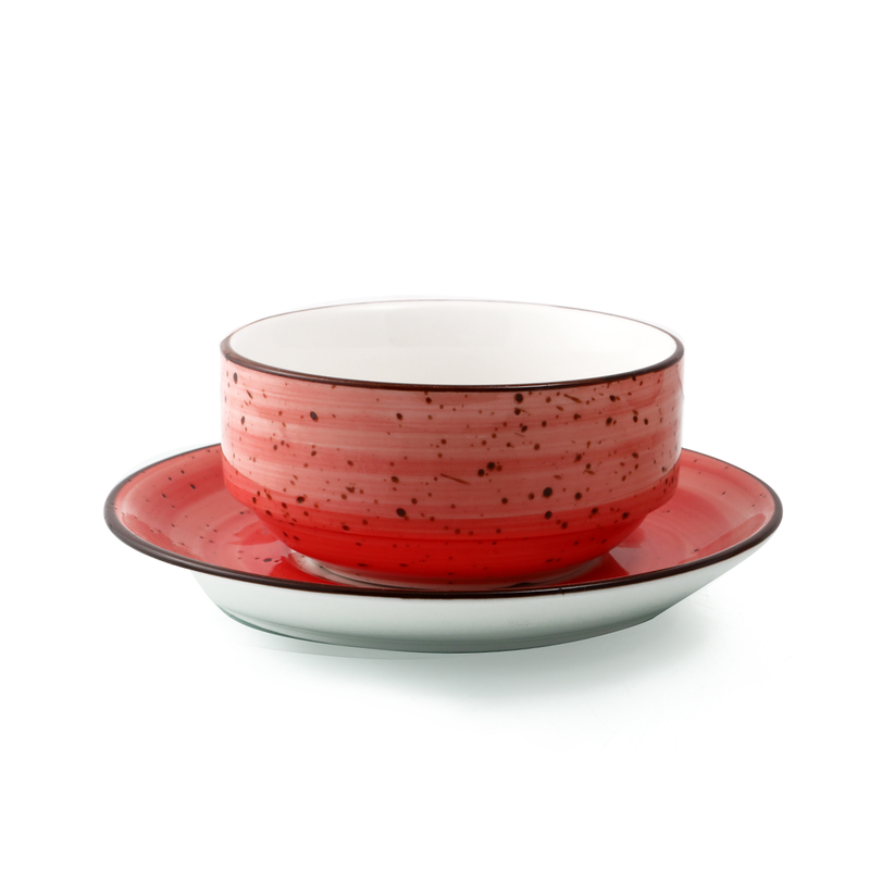 Porceletta Color Glaze Porcelain Soup Cup & Saucer 220 ml