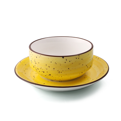 Porceletta Color Glaze Porcelain Soup Cup & Saucer 220 ml