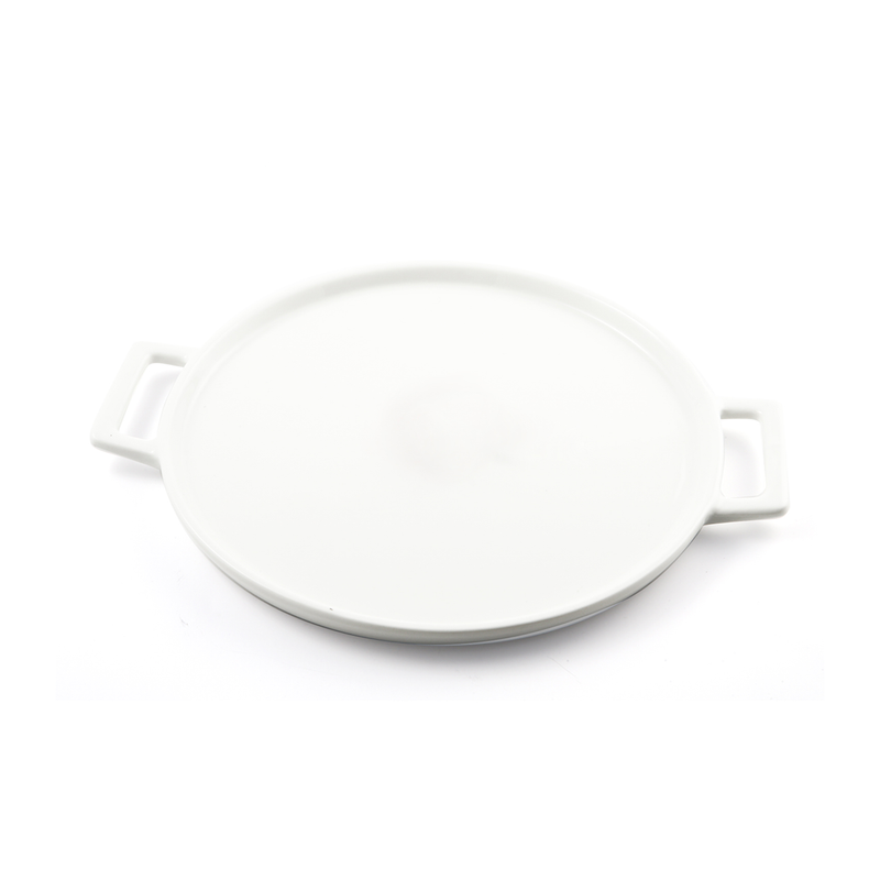 Porceletta Ivory Porcelain Pizza Plate with Handle