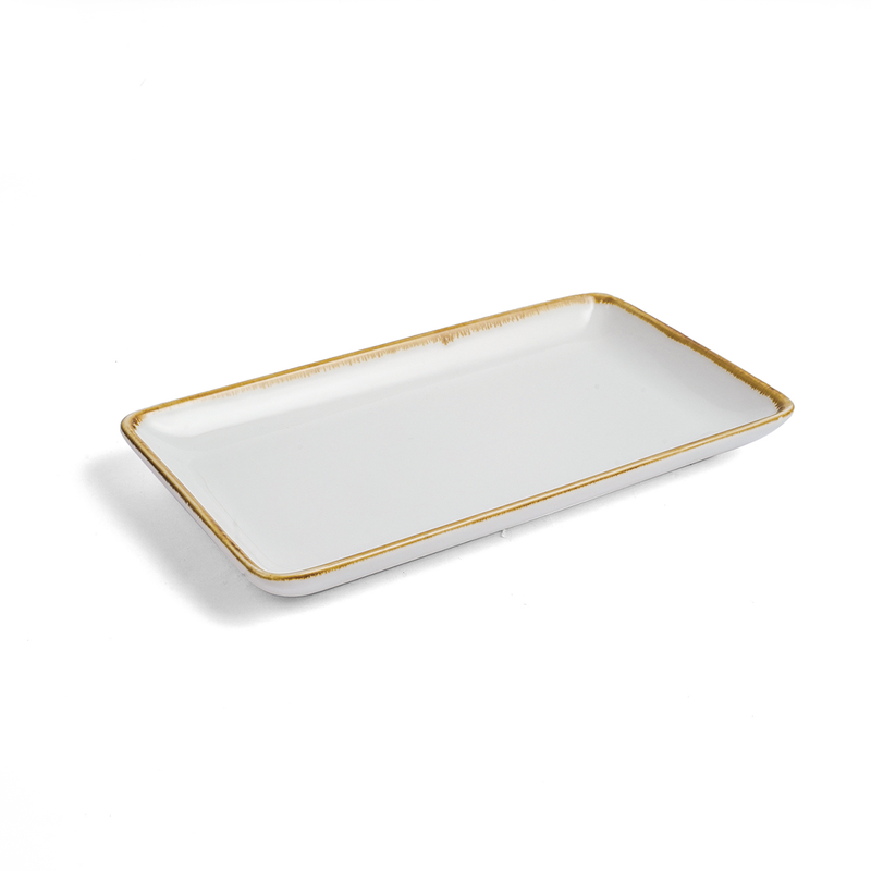 Porceletta Ivory Mocha 8.875 Inch rectangular Plate