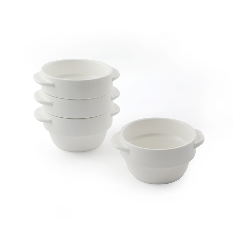 Porceletta Ivory Porcelain Stackable Soup Cup with Handle 4"