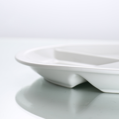 Porceletta Ivory Porcelain 3 Compartments Divider Plate 9"