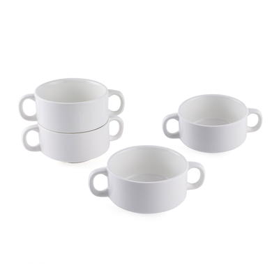 Porceletta Ivory Porcelain Soup Cup with Handles 200 ml