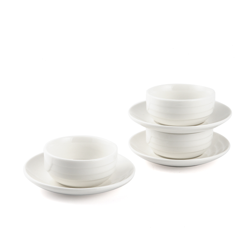 Porceletta Ivory Porcelain Soup Cup & Saucer 4" Castillo Design