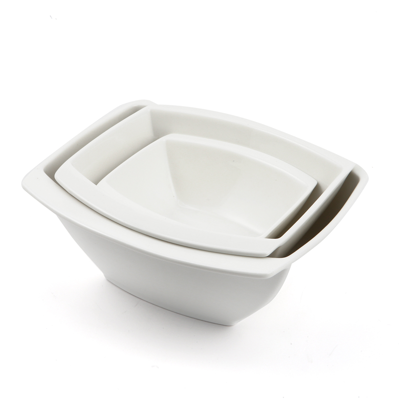 Porceletta Ivory Porcelain Square Soup Bowl Meena Design
