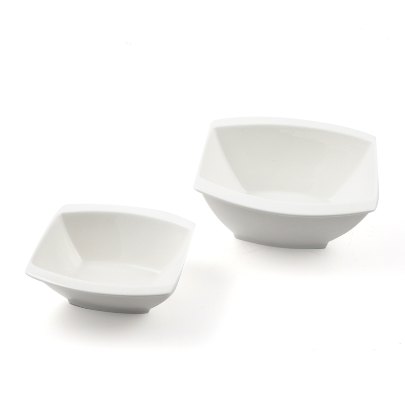 Porceletta Ivory Porcelain Square Soup Bowl Meena Design