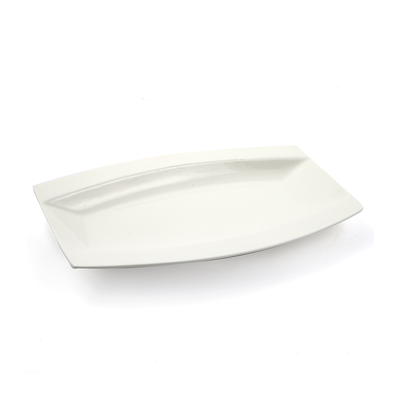 Porceletta Ivory Porcelain Rectangular Soup Plate Meena Design