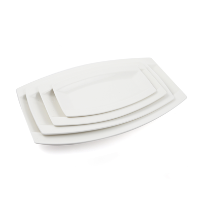 Porceletta Ivory Porcelain Rectangular Soup Plate Meena Design