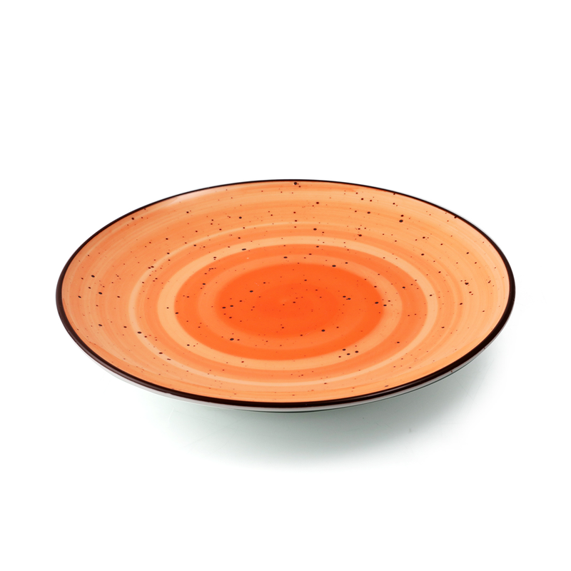 Porceletta Color Glaze Porcelain Rimmed Thin Flat Plate
