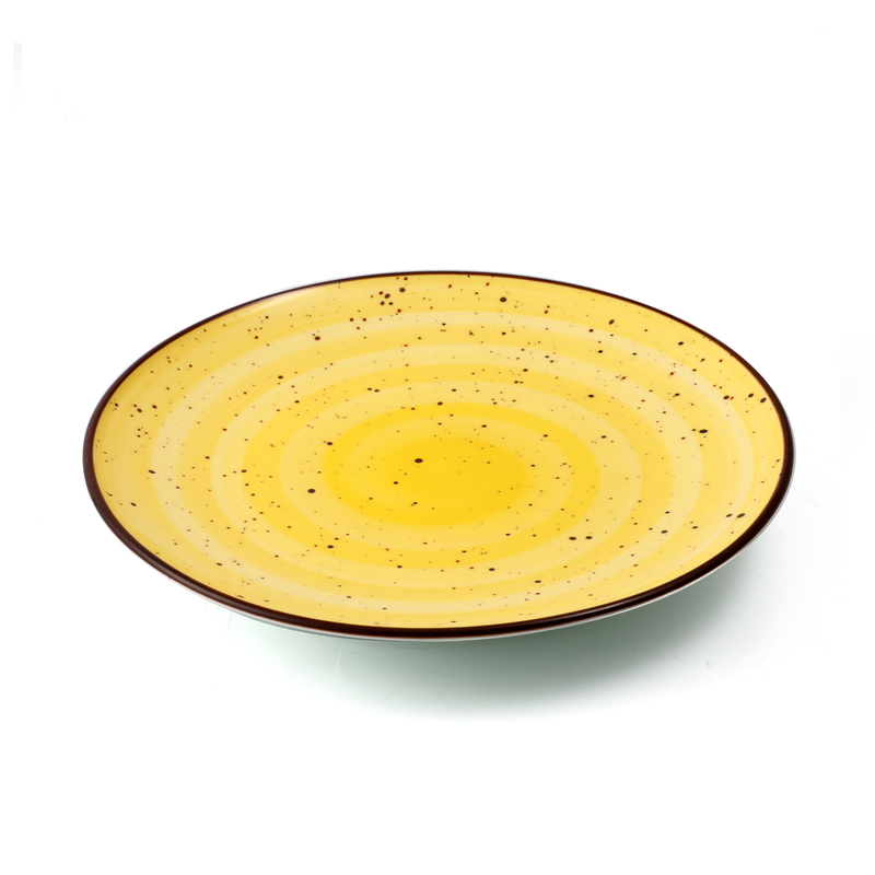 Porceletta Color Glaze Porcelain Rimmed Thin Flat Plate
