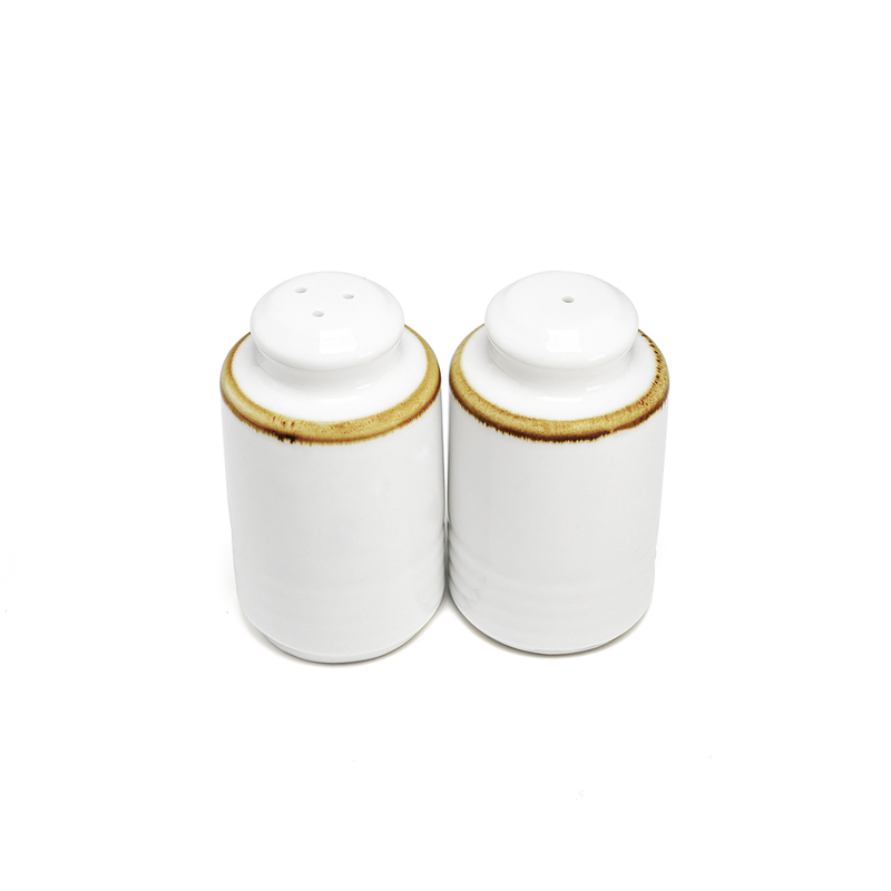 Porceletta Mocha Porcelain Cylindrical Salt & Pepper Shakers Set