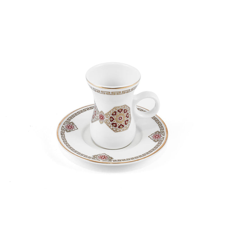 Porceletta Ivory 27 Piece Tea & Coffee Serving Set Golden Red Pattern
