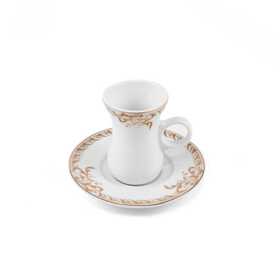 Porceletta Ivory 27 Piece Tea & Coffee Serving Set Golden Leaves Design