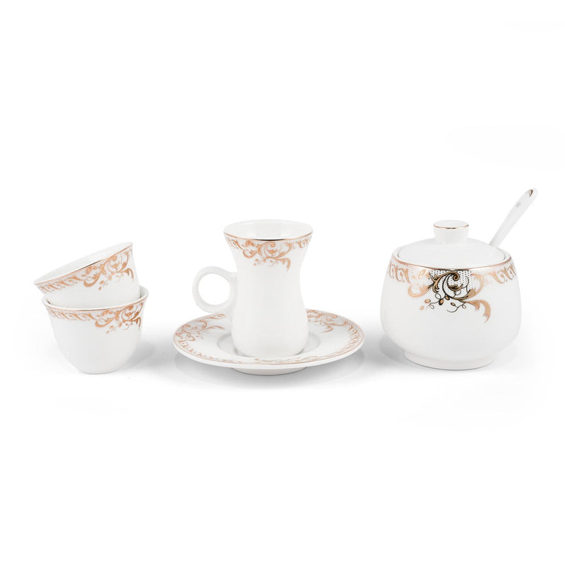 Porceletta Ivory 51 Piece Tea & Coffee Serving Set Golden Leaves Design