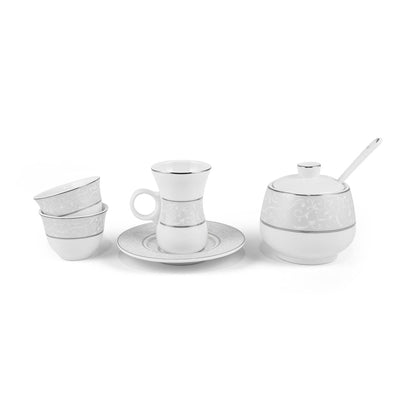 Porceletta Ivory 27 Piece Tea & Coffee Serving Set Silver Design