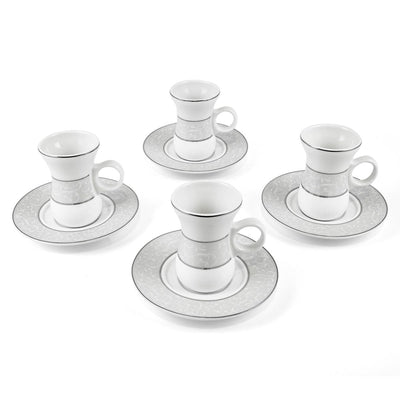 Porceletta Ivory 51 Piece Tea & Coffee Serving Set Silver Design