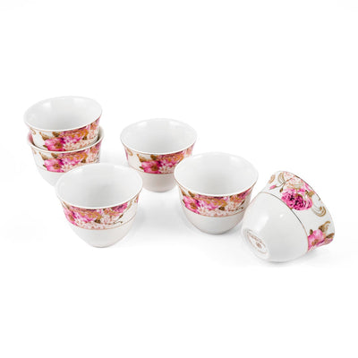 Porceletta Ivory 27 Piece Tea & Coffee Serving Set Pink Flowers Design