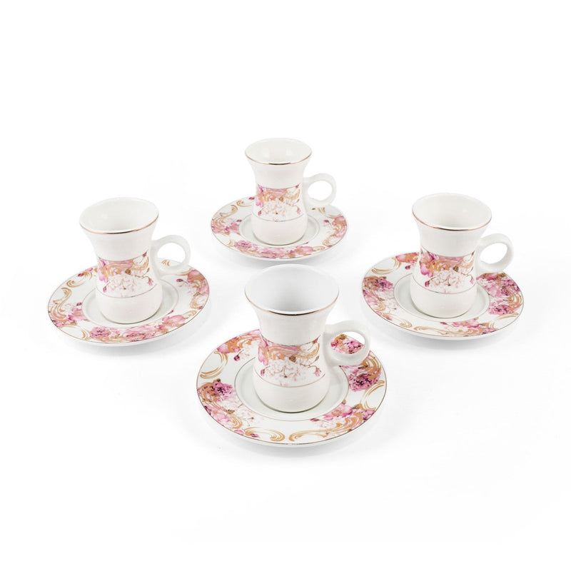 Porceletta Ivory 51 Piece Tea & Coffee Serving Set Pink Flowers Design