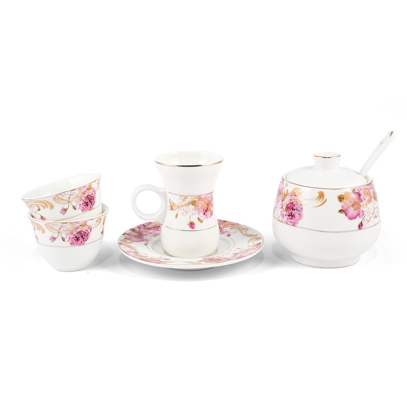  طقم تقديم 51 قطعة شاي وقهوة من بورساليتا بتصميم زهور وردية من ڤاج 
